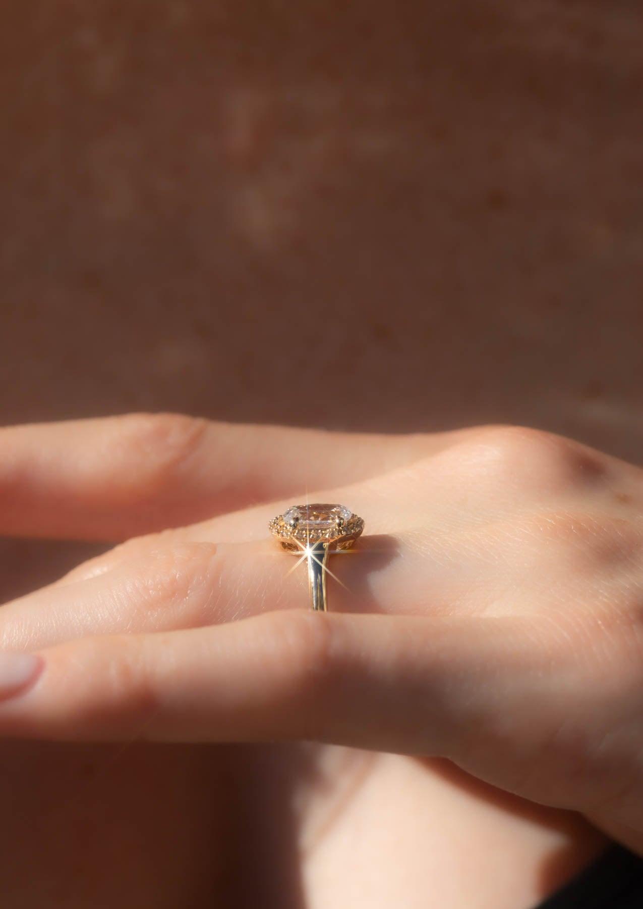 The Iris Yellow Gold Cultured Diamond Ring
