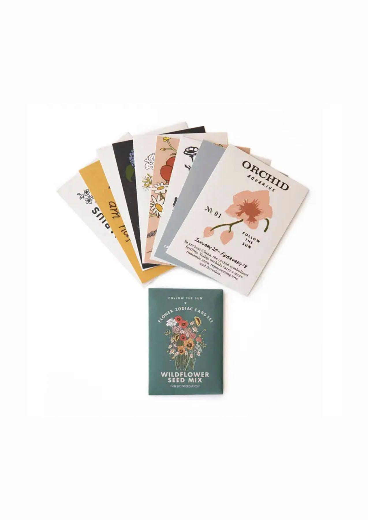 Flower Zodiac Sticker Card Set - Aquarius