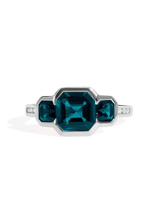 The Gallery White Gold Ring with 2.06ct London Blue Topaz