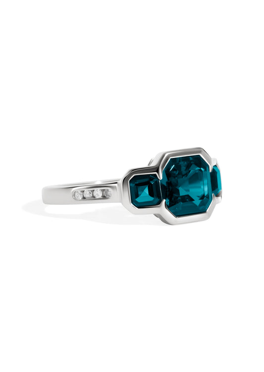 The Gallery White Gold Ring with 2.06ct London Blue Topaz