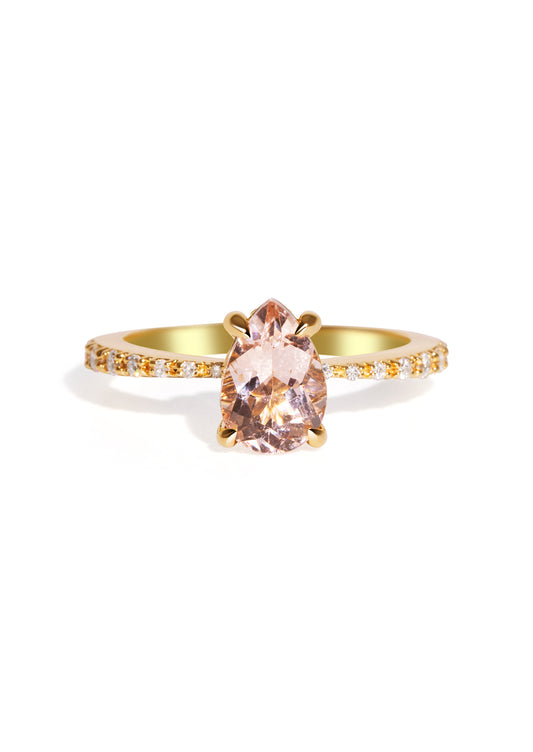 The Celine Ring with 1.44ct Pear Peach Morganite