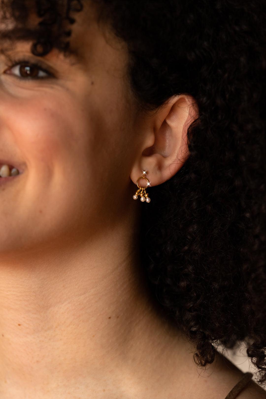 The Gold Pearl Anemone Earrings