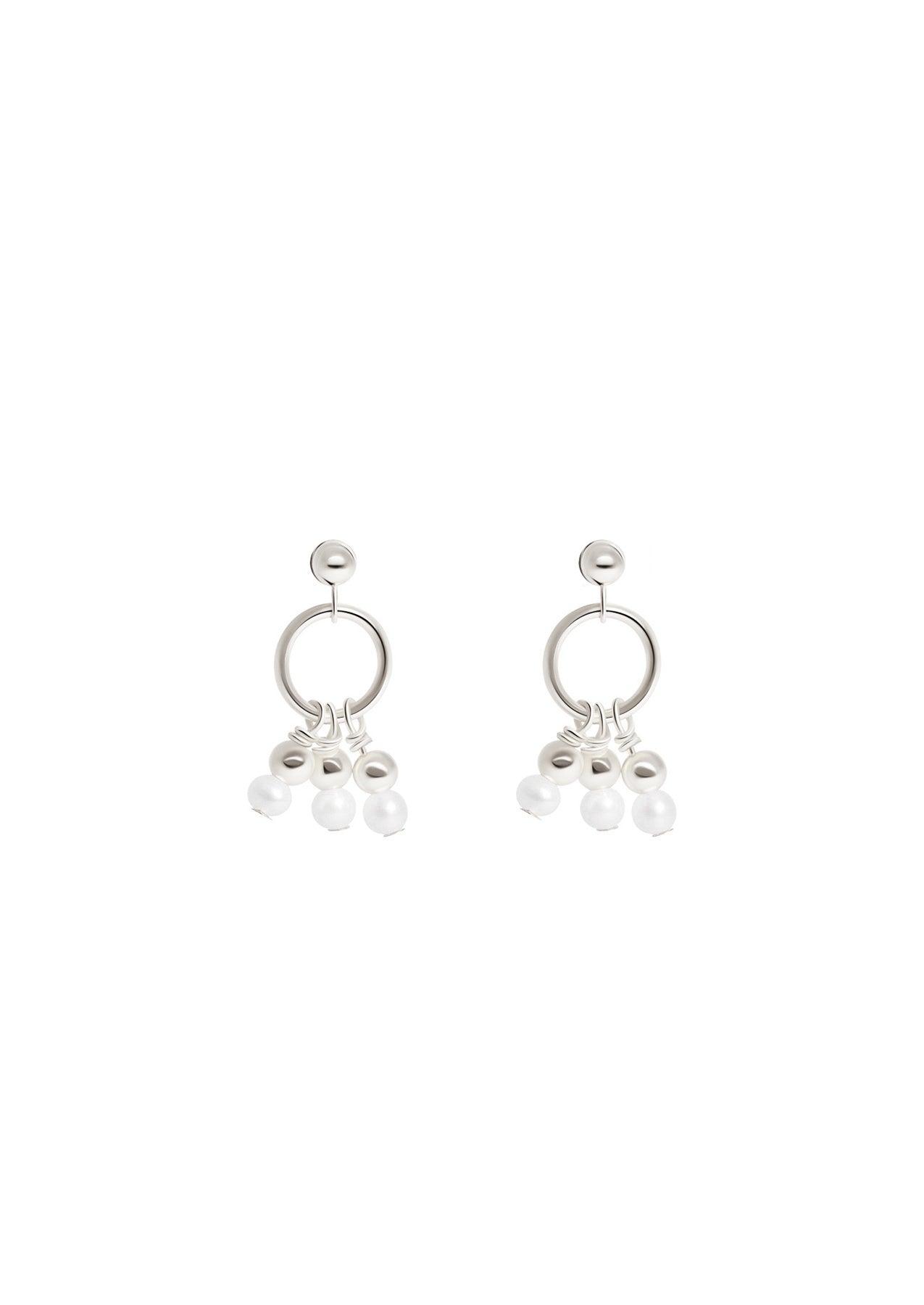 The Anemone Pearl Silver Stud Earrings