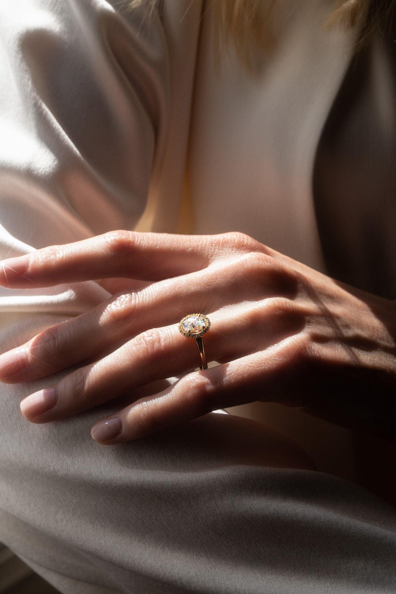 The Iris Yellow Gold Cultured Diamond Ring