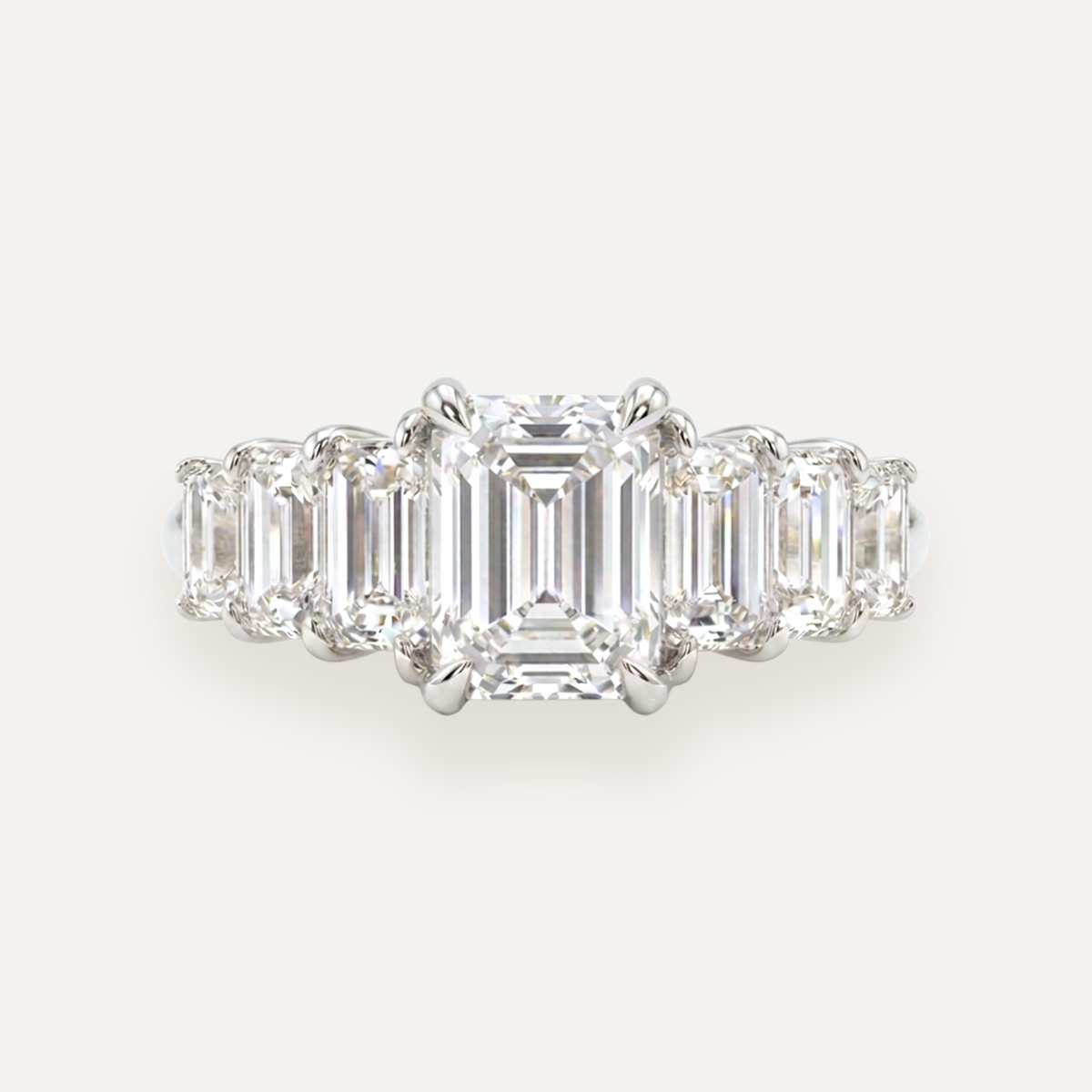 The Banks Multi Stone Ring — Emerald — Platinum