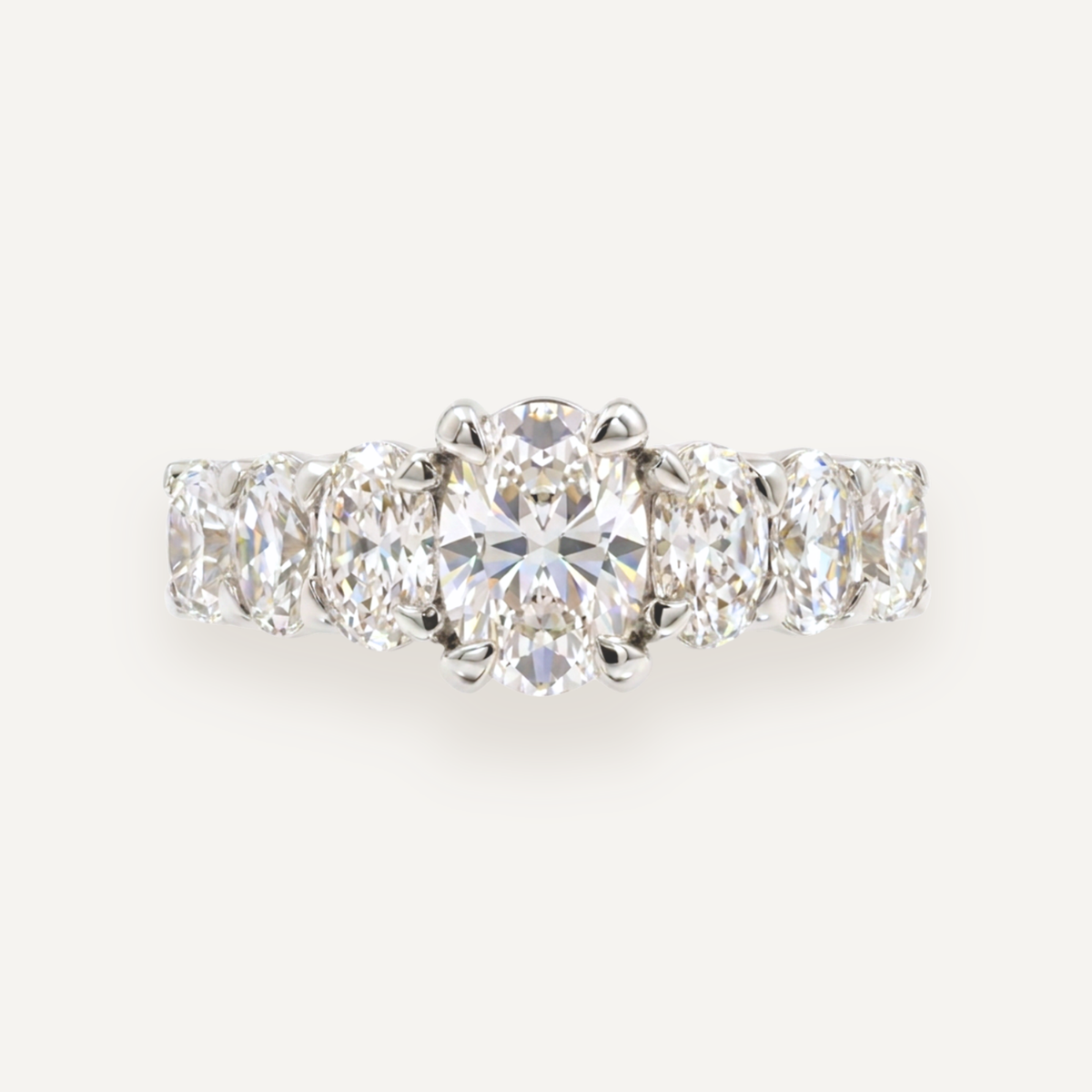The Banks Multi Stone Ring — Oval — Platinum