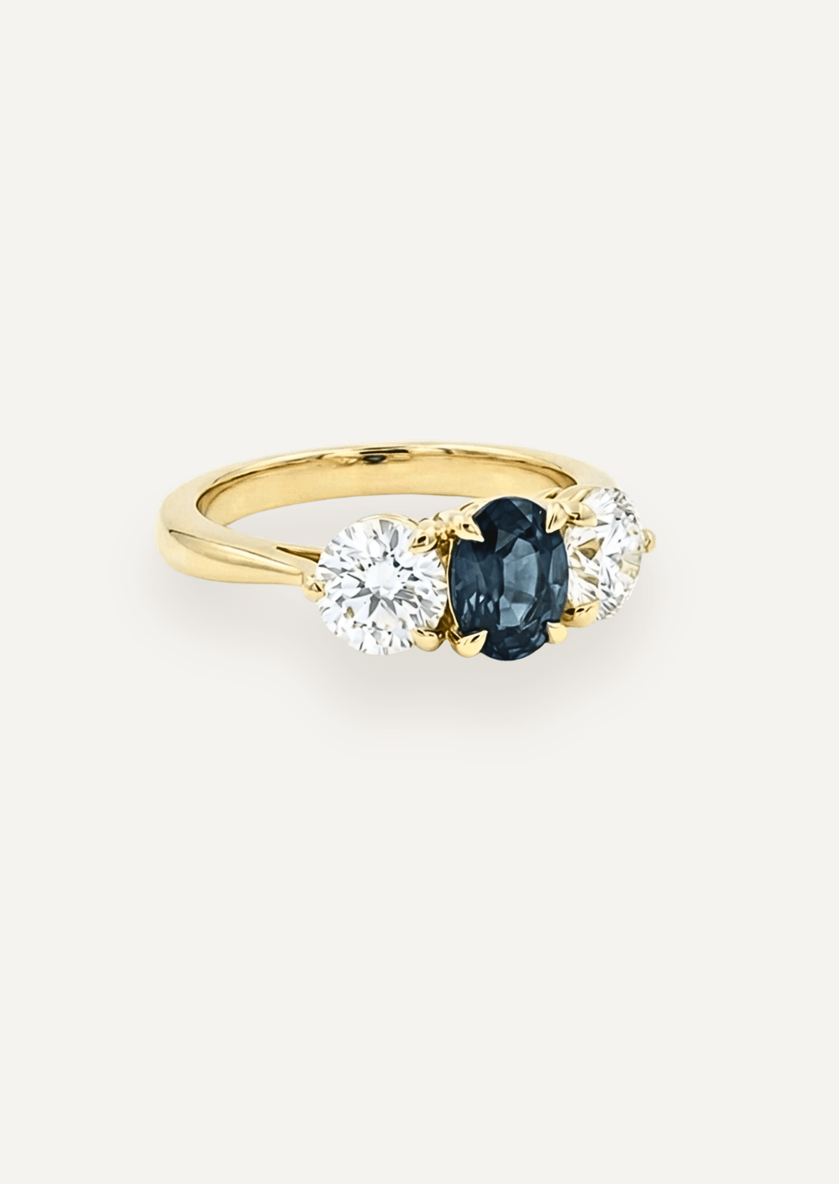 The Ada Ring with Oval Cut Blue Sapphire design detail