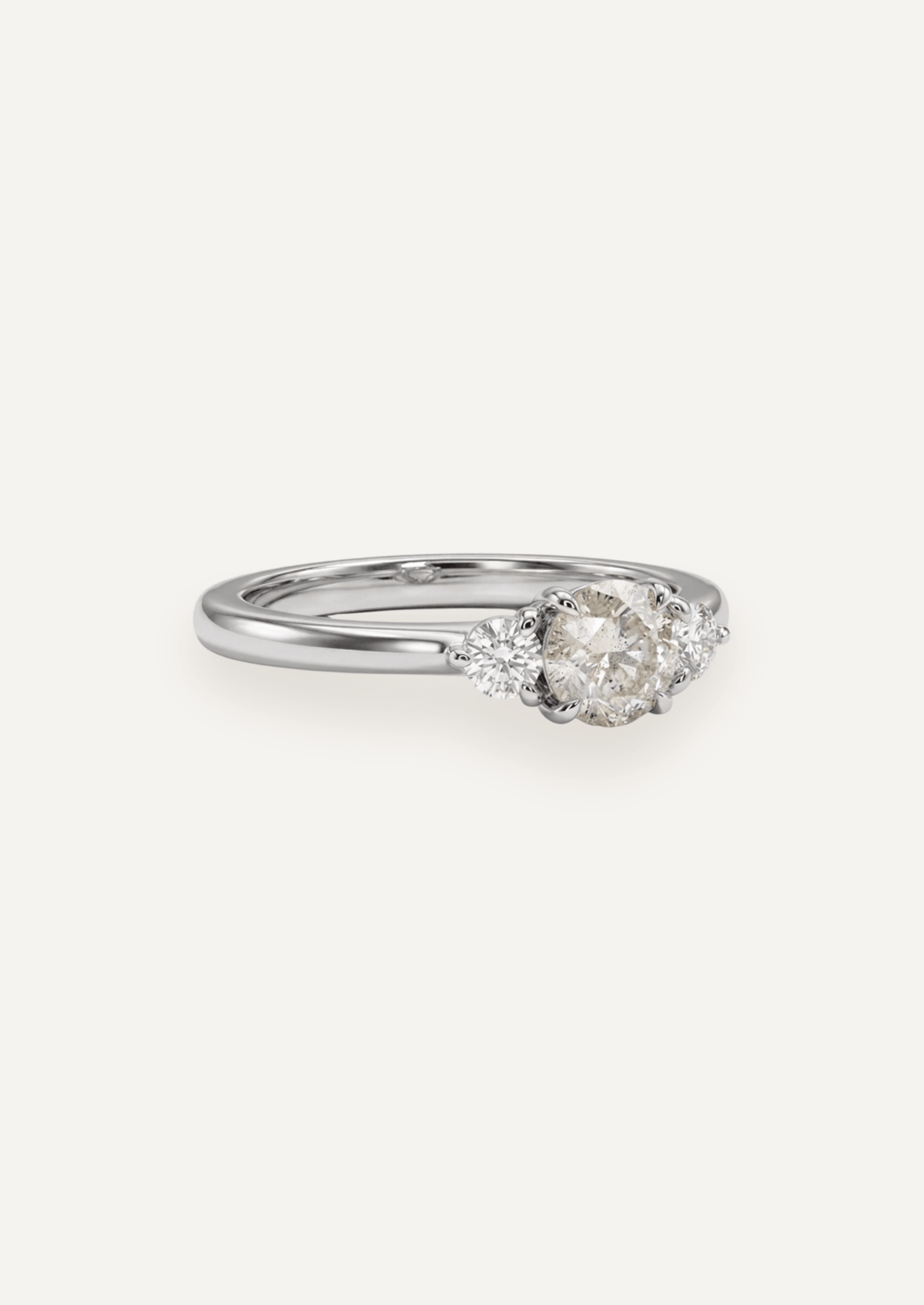 The Ada Ring with Round Salt and Pepper Diamond design detail
