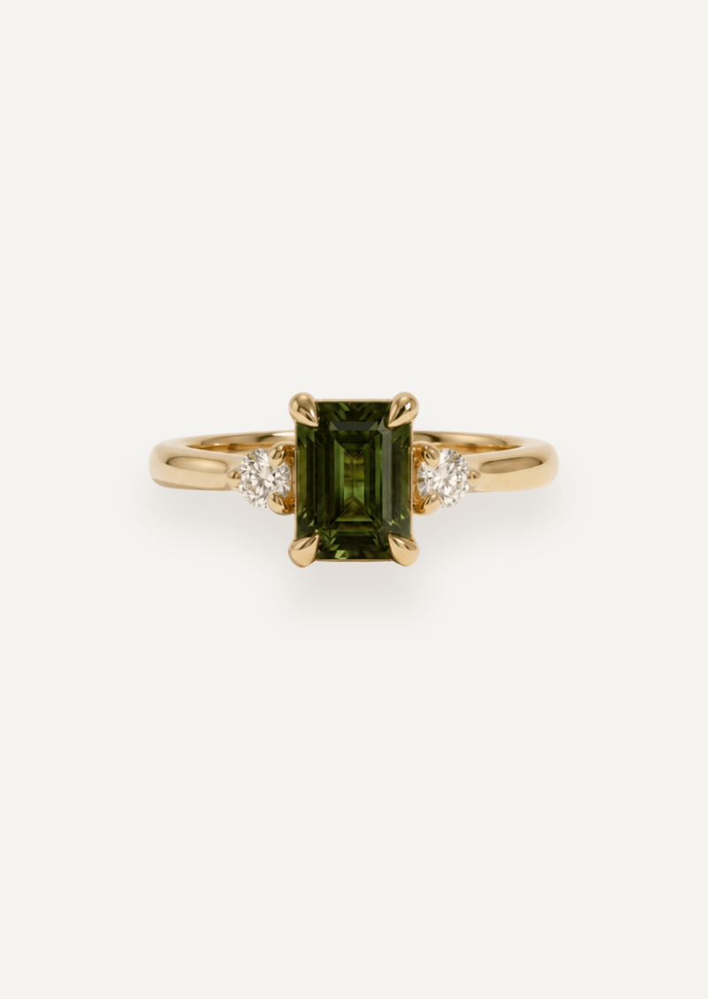 The Ada Ring with Emerald Green Sapphire