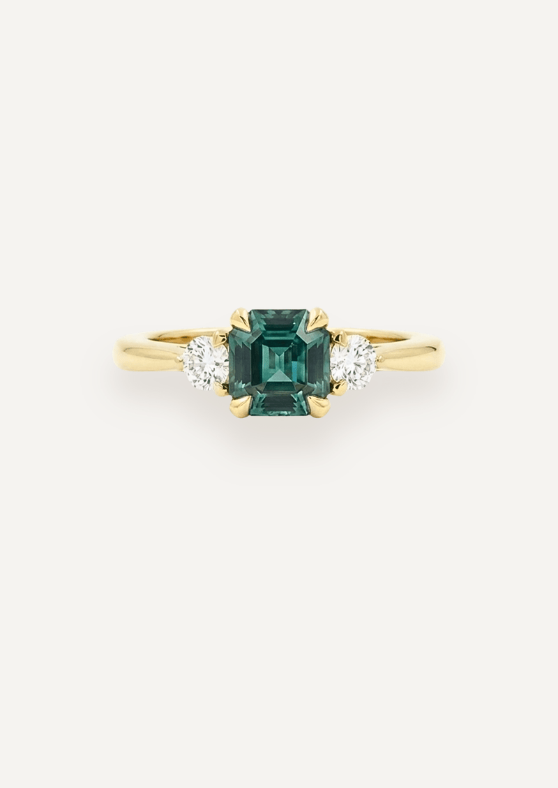 The Ada Ring with 1.28ct Emerald Cut Green Sapphire (1.59ct TCW)