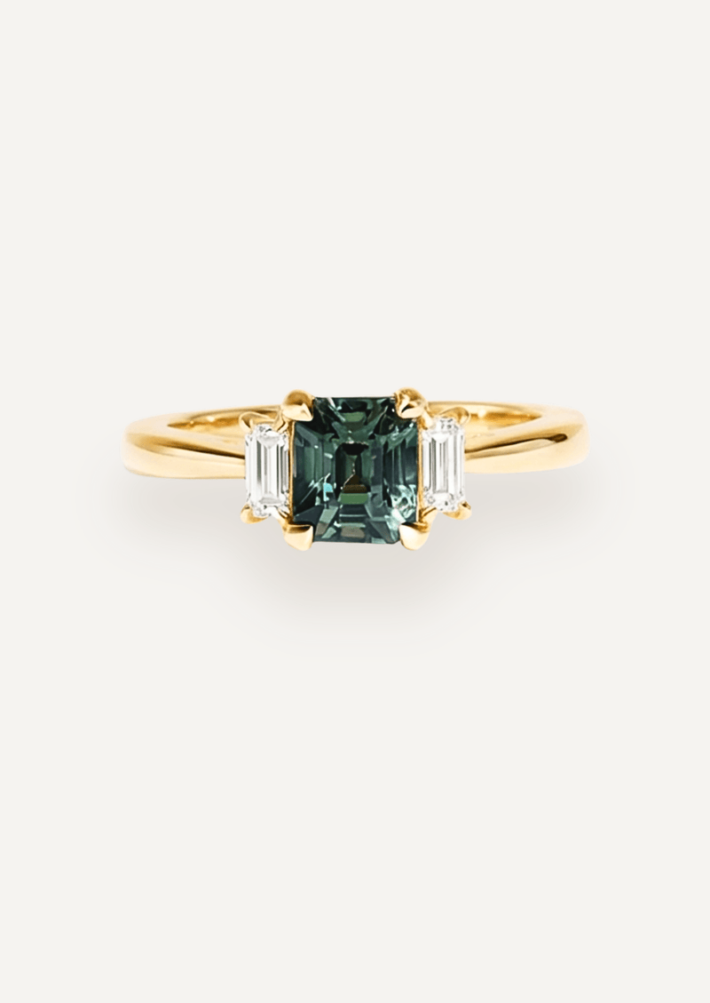 The Ada Ring with Emerald Green Sapphire