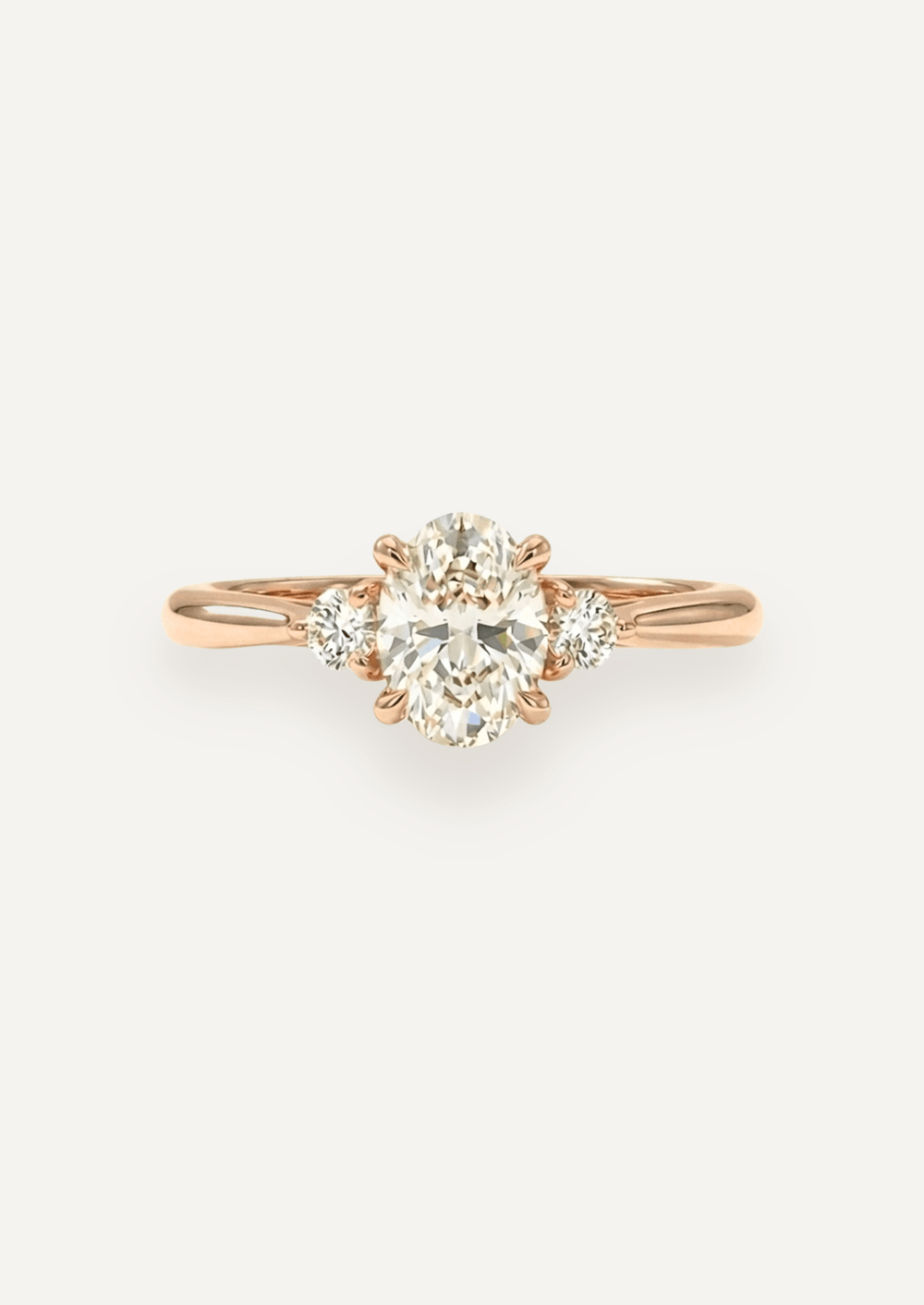 The Ada Three-Stone Ring in Rose gold