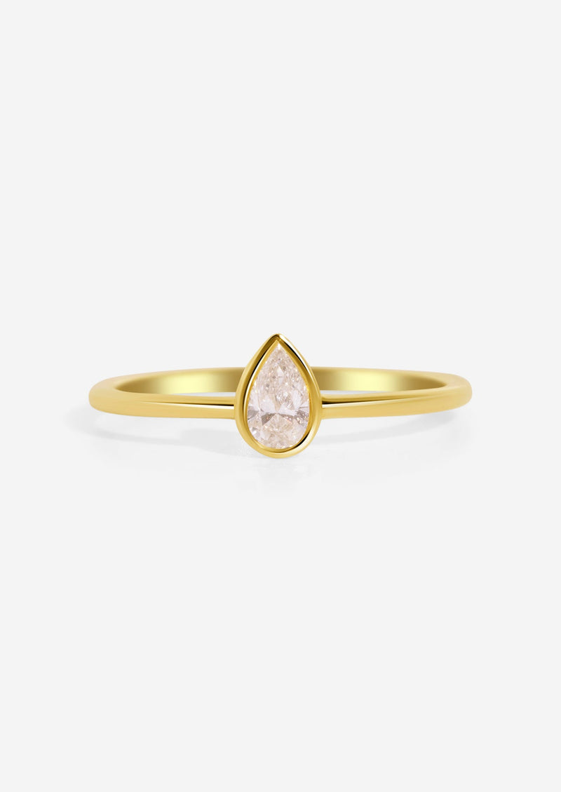 The Baby June 9ct Gold Ring with .25ct Pear Cut Diamond