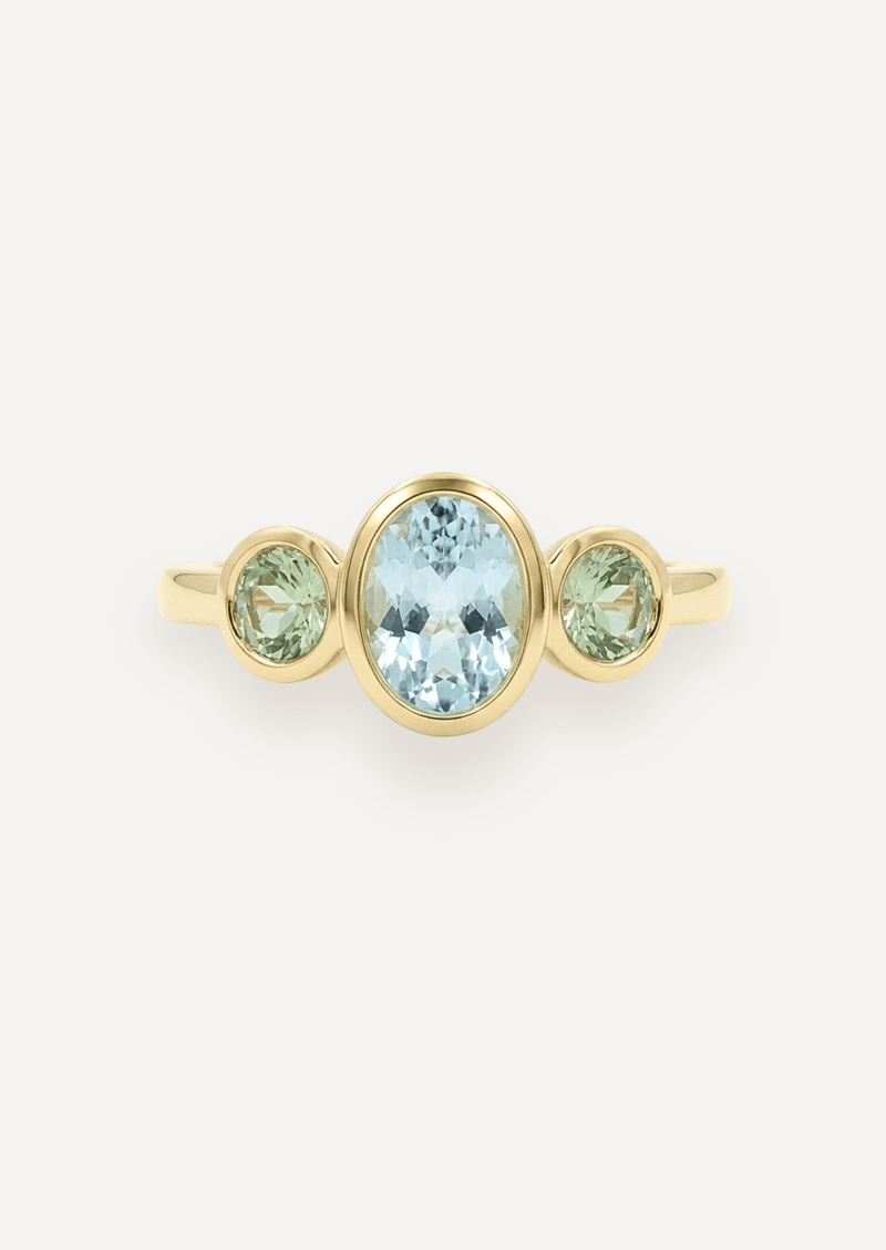The Beatrice Ring with Oval Blue & Green Sapphires
