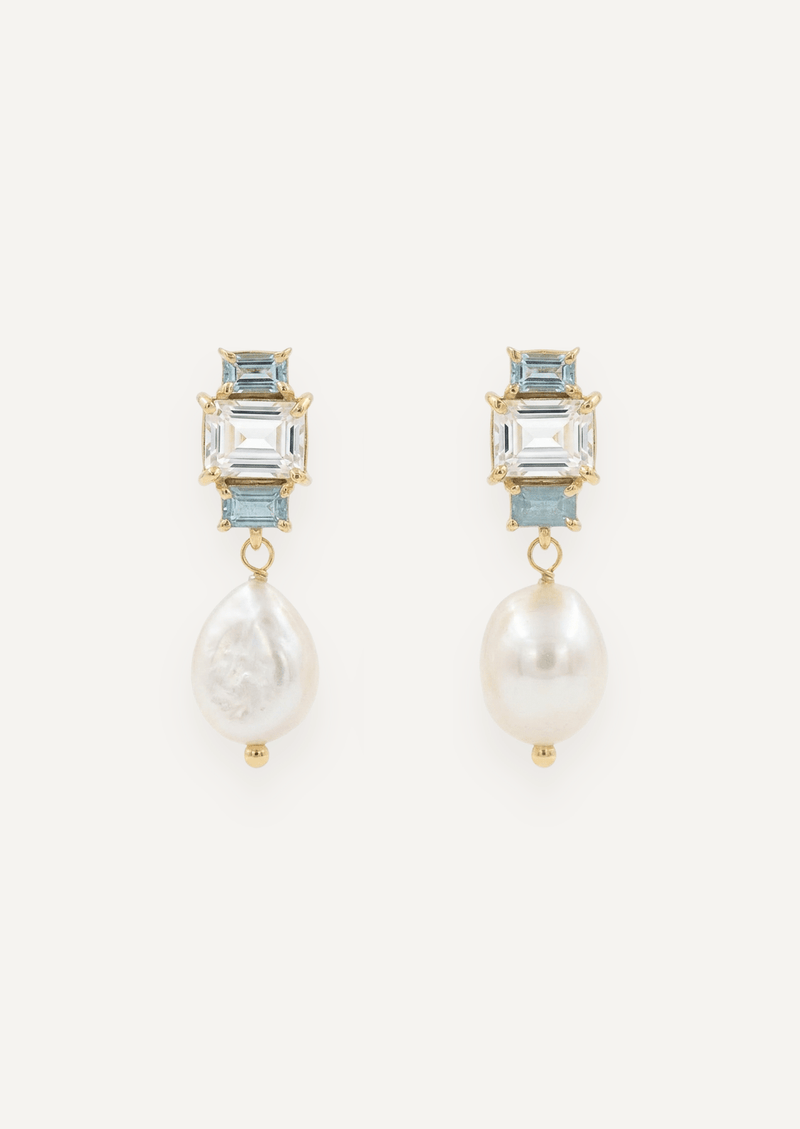 The Carlotta Pearl Drop Earrings in Lagoon - Molten Store