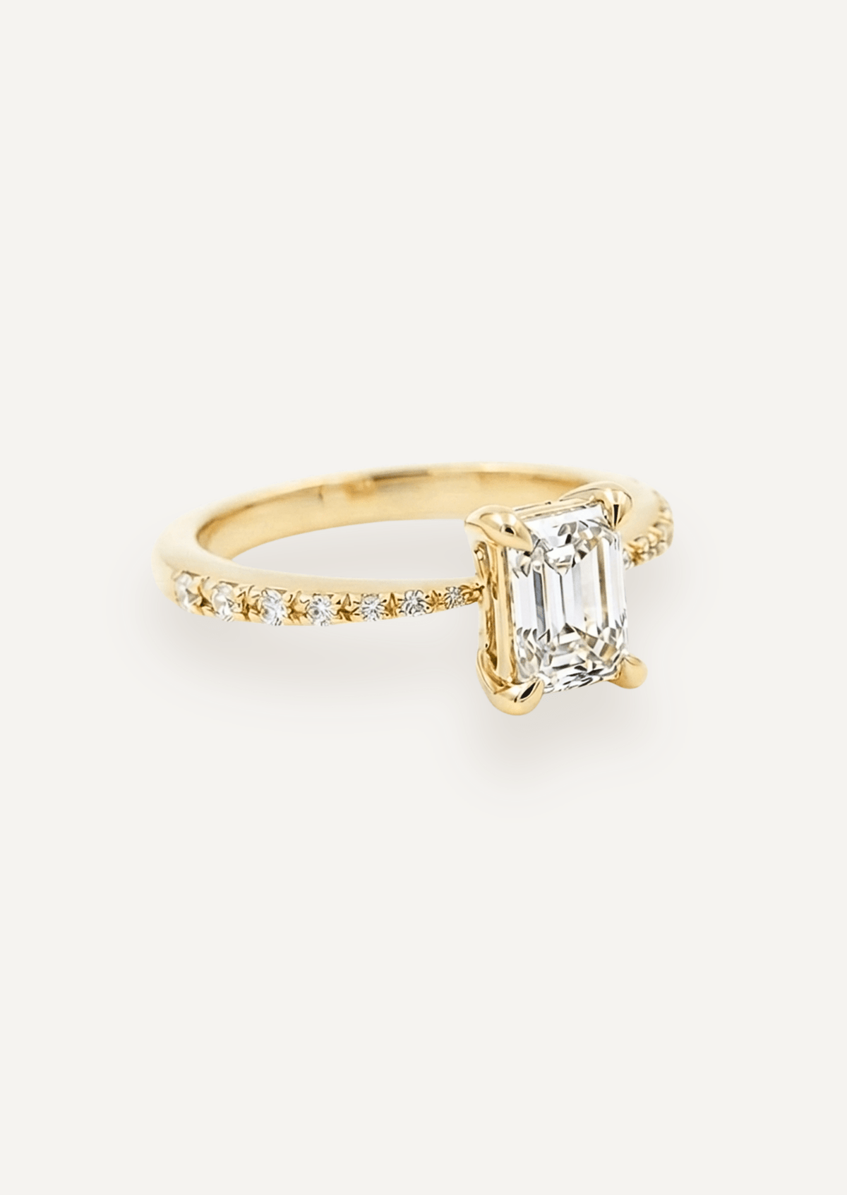 The Celine Ring with Emerald Cut Diamond design detail