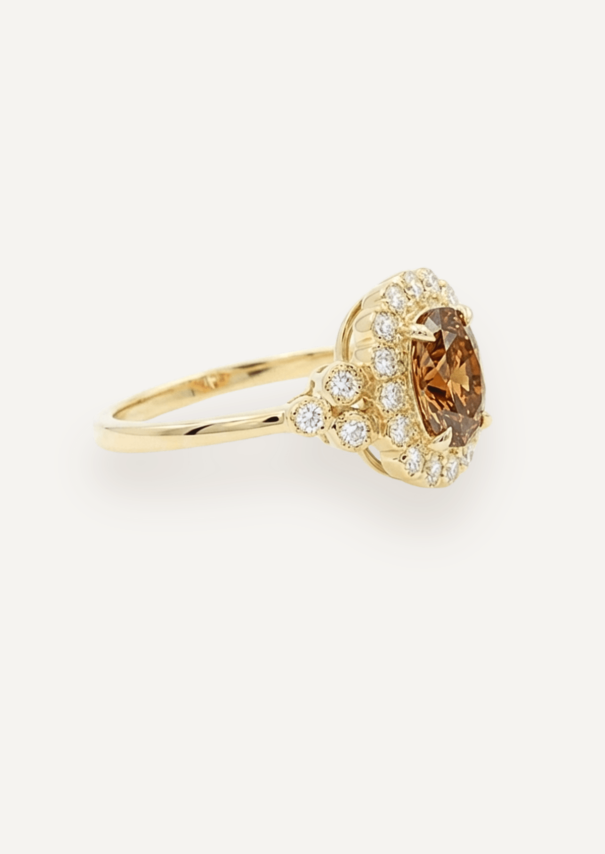 The Cosima Ring with 2.17ct Cushion Cut Cognac Diamond (2.67ct TCW) - Molten Store