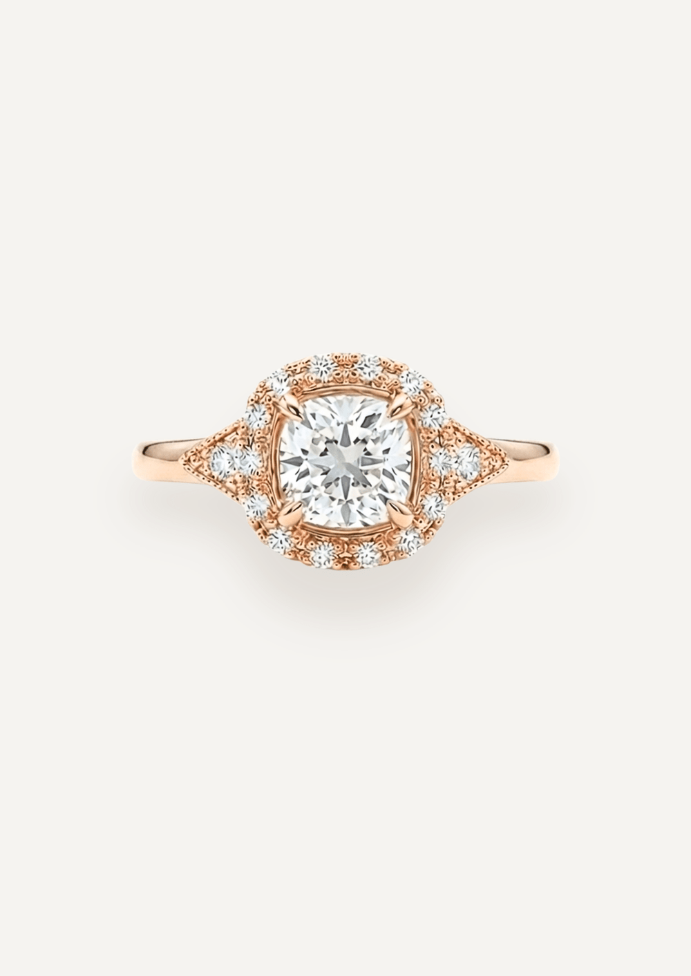 The Eliza Halo Ring in Rose gold