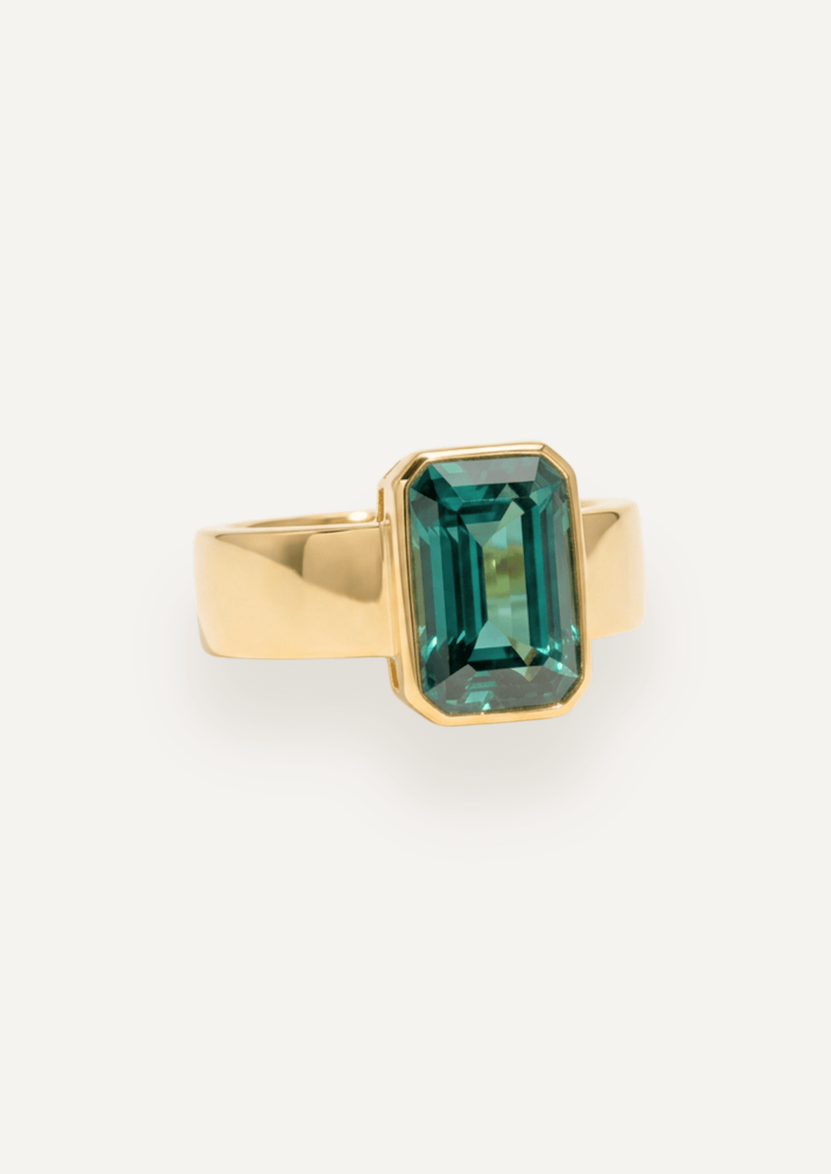 The Esther Ring with Emerald Cut Green Tourmaline design detail