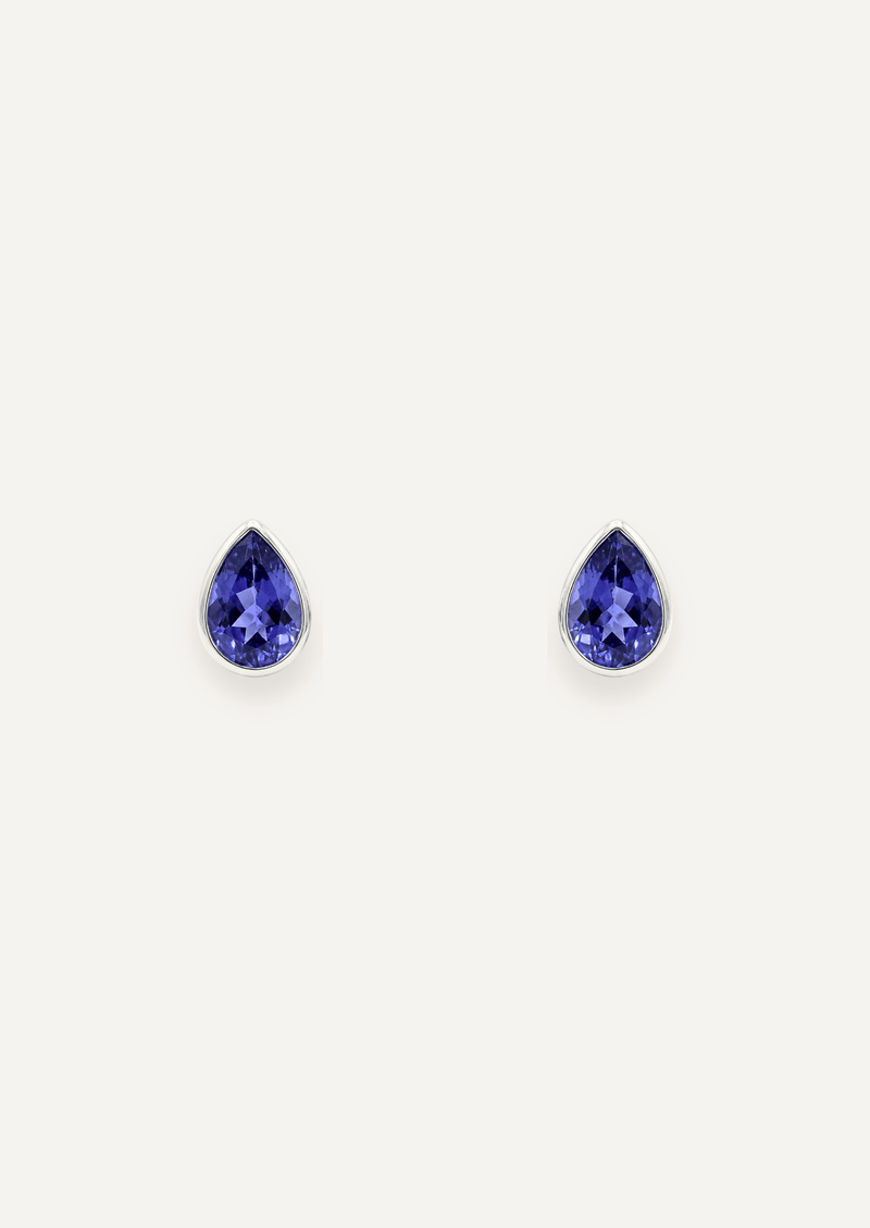 The Fia Pear Tanzanite Stud Earrings - Molten Store