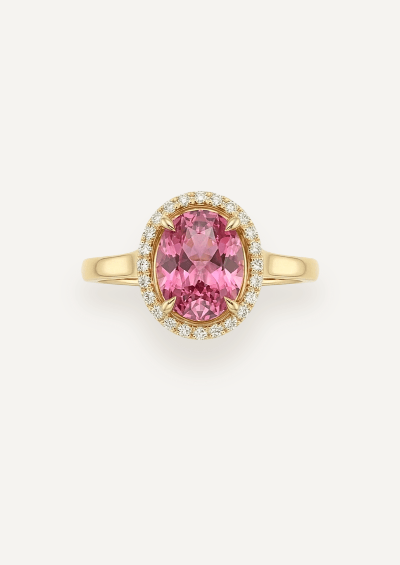The Iris Ring with 4.4ct Oval Cut Pink Spinel