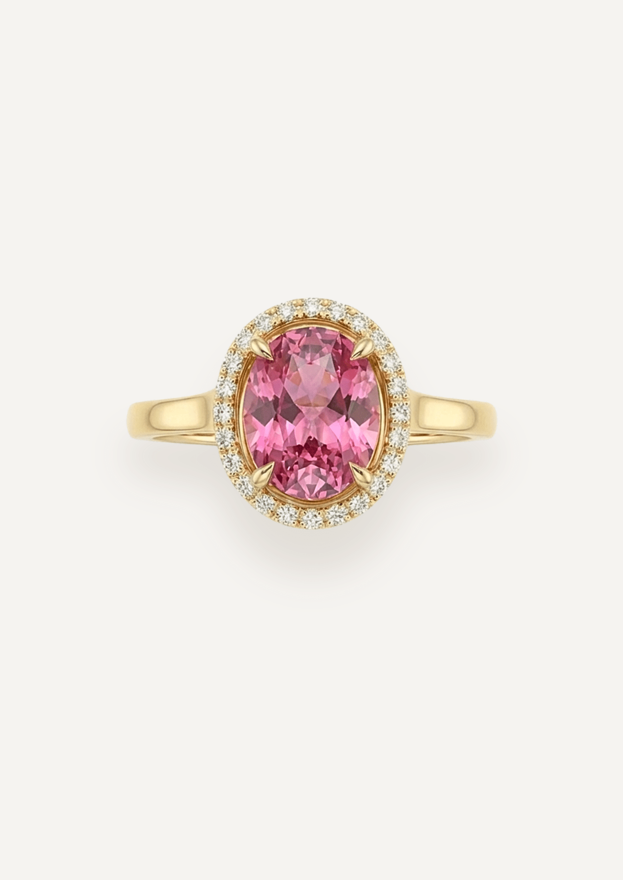 The Iris Ring with 4.4ct Oval Cut Pink Spinel - Molten Store