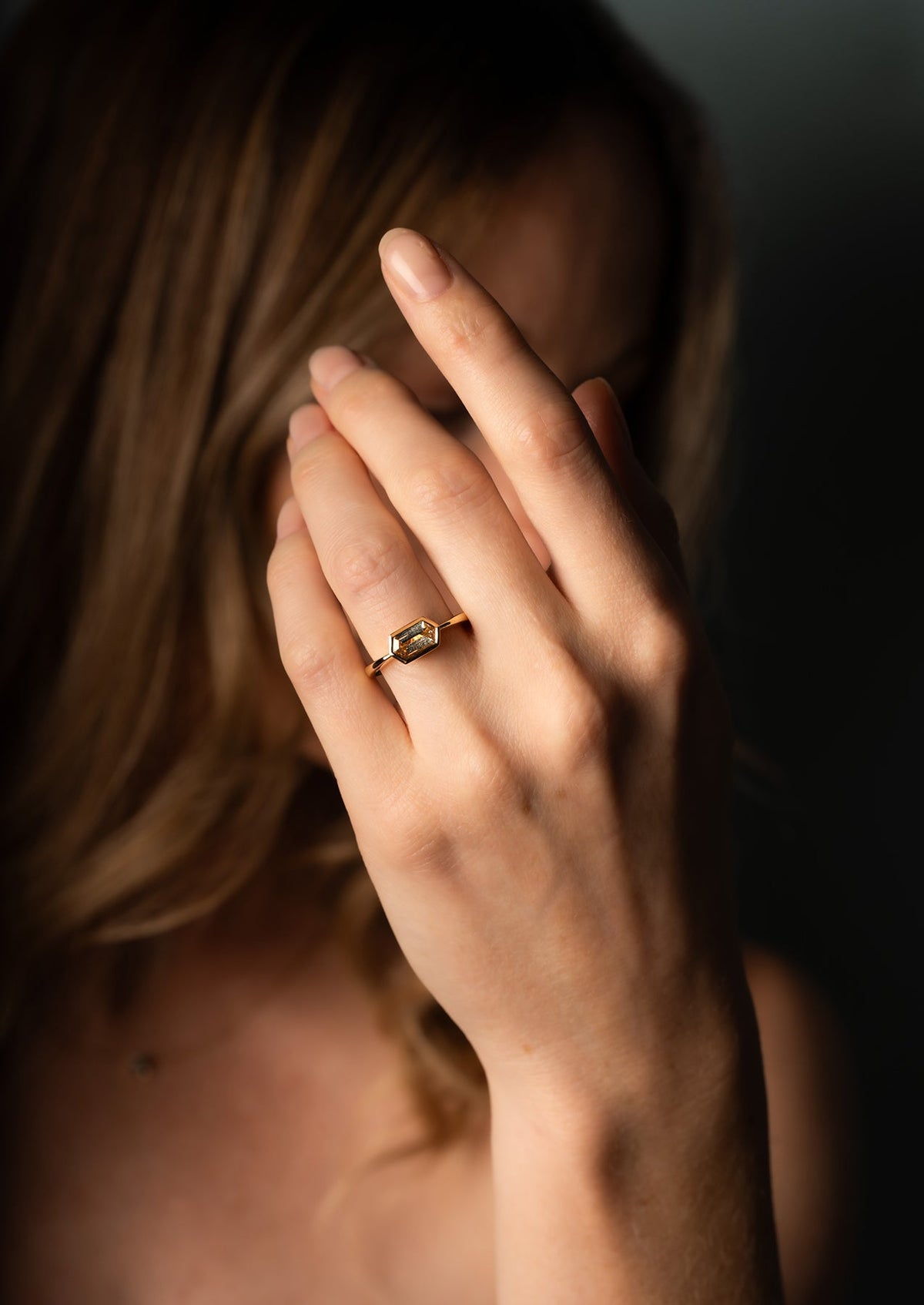 The Isabel Ring with Hexagon Yellow Sapphire design detail