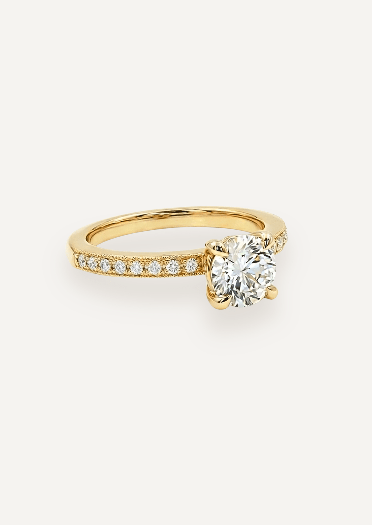 The Juliette Ring with Round Cut Diamond design detail