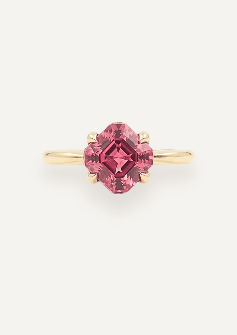 The June 9ct Yellow Gold Ring with 2.34ct Asscher Cut Cherry Tourmaline