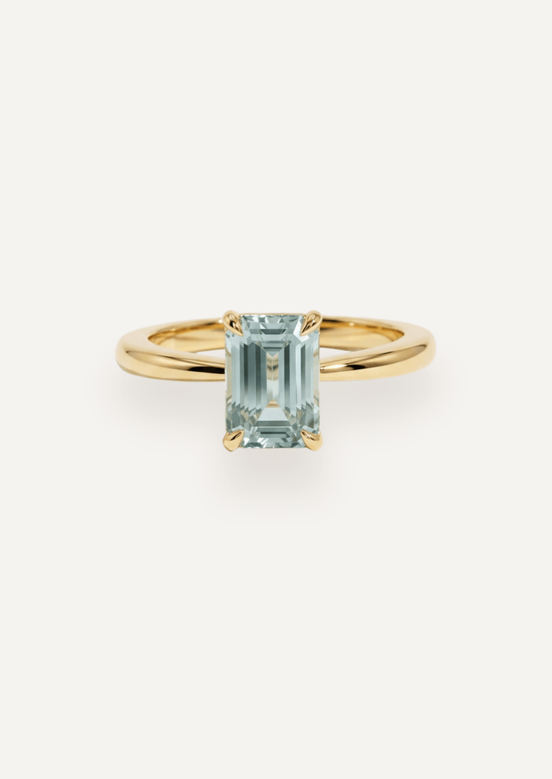 The June Ring with Emerald Cut Aquamarine