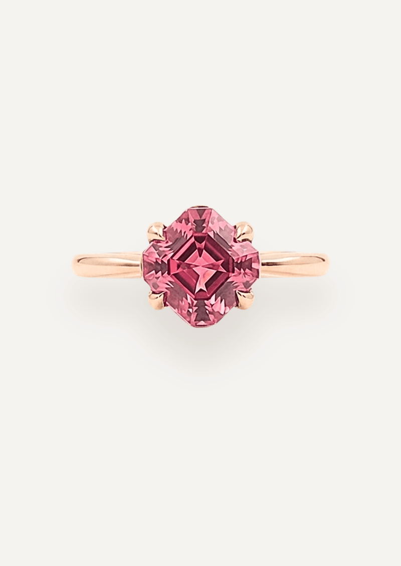 The June Ring with 2.5ct Asscher Cut Cherry Tourmaline