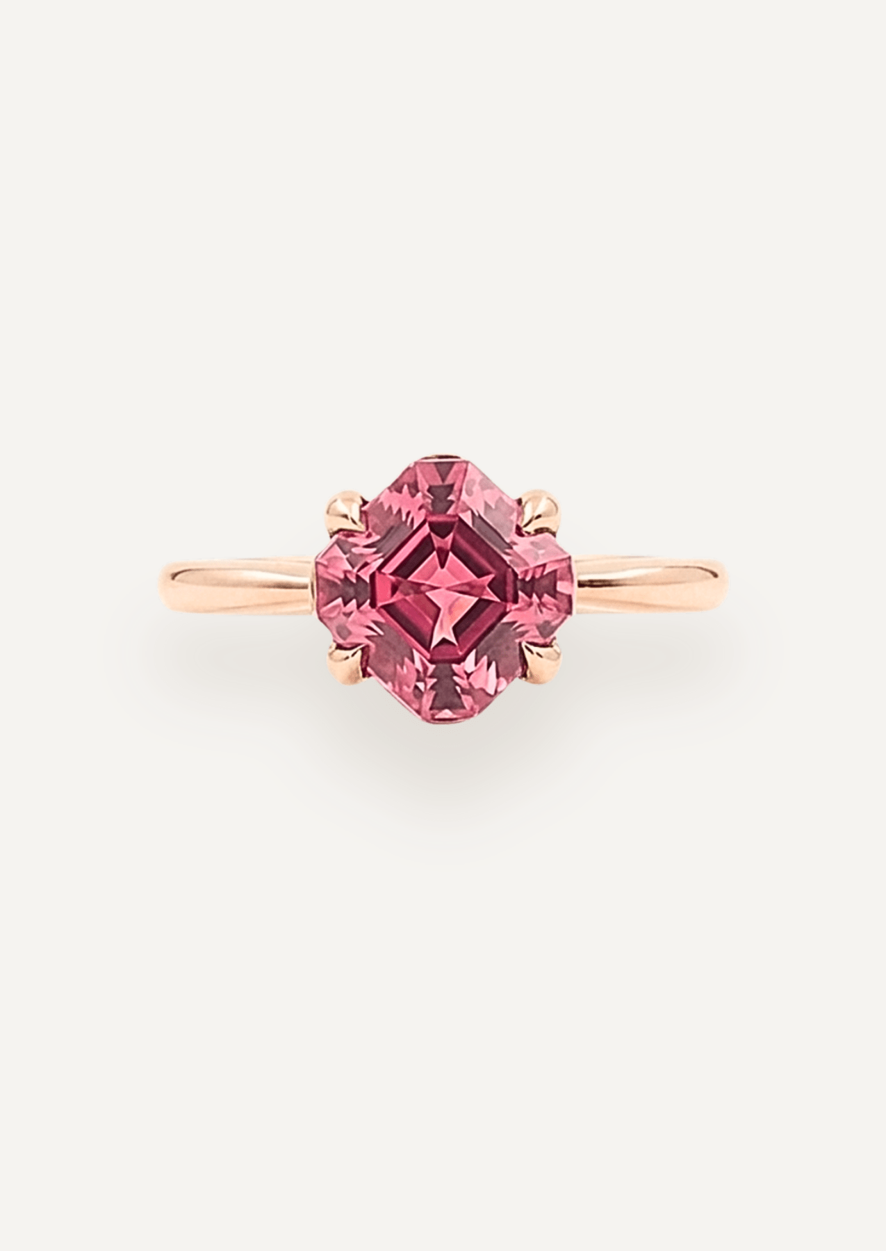 The June Ring with 2.5ct Asscher Cut Cherry Tourmaline - Molten Store