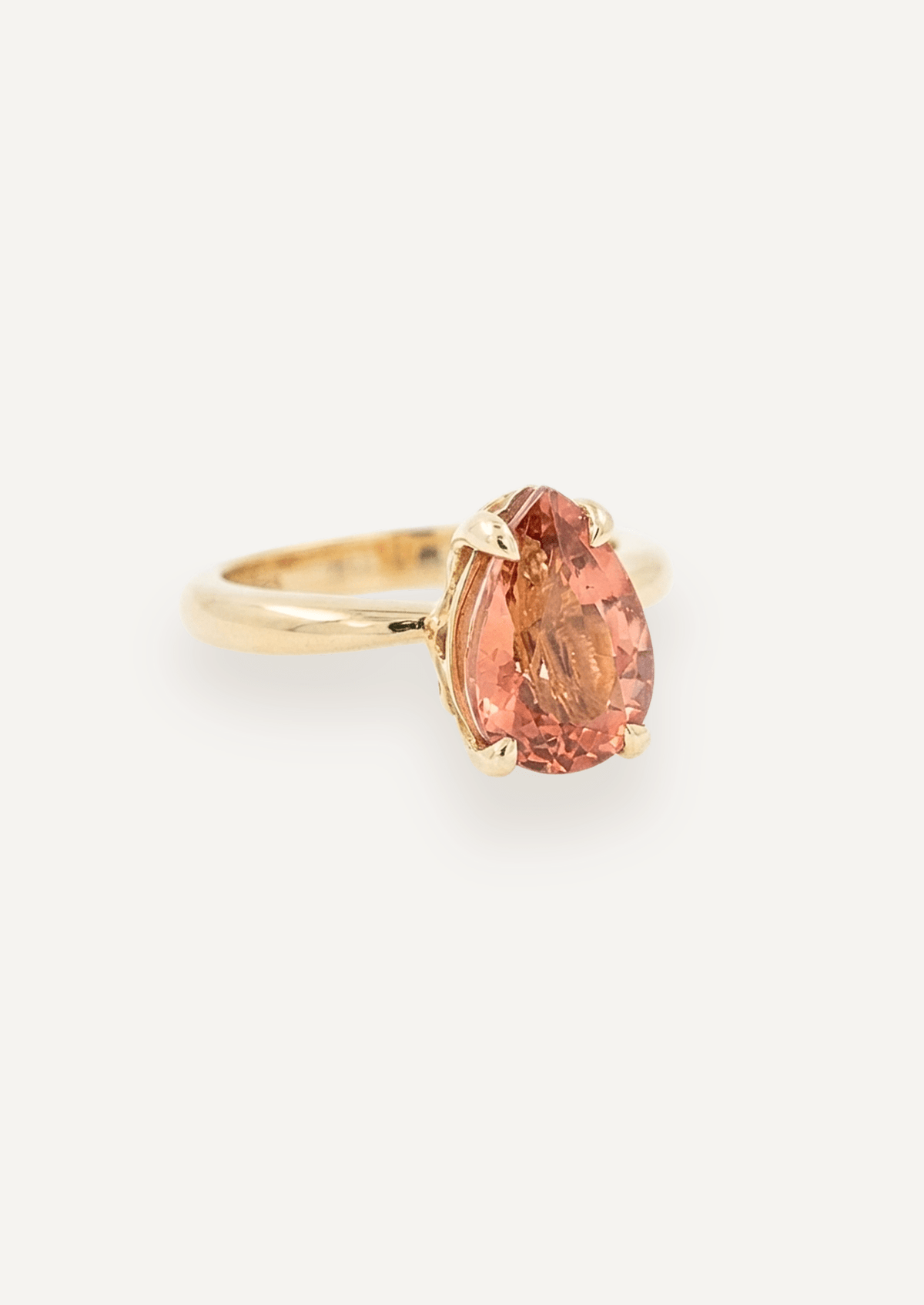 The June Ring with 4.2ct Pear Cut Peach Tourmaline - Molten Store