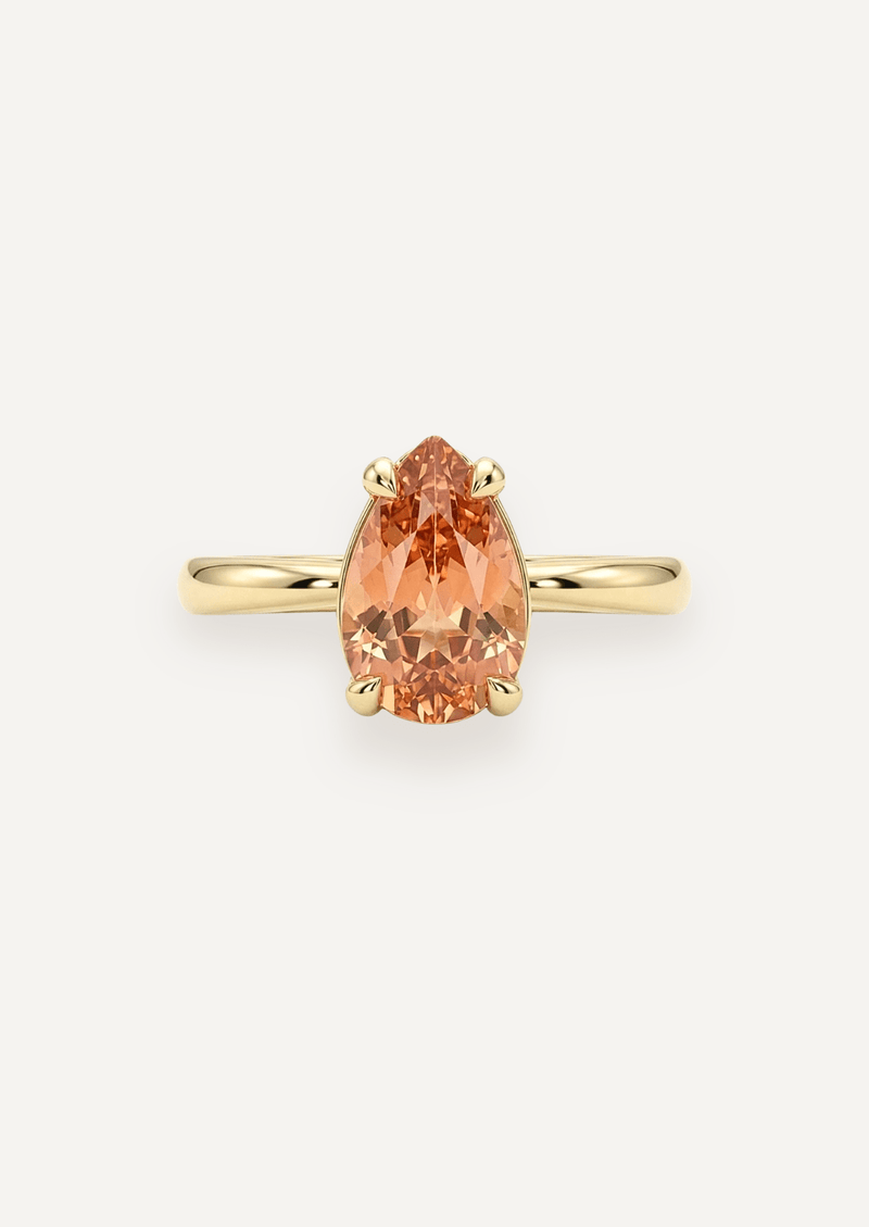 The June Ring with 4.2ct Pear Cut Peach Tourmaline