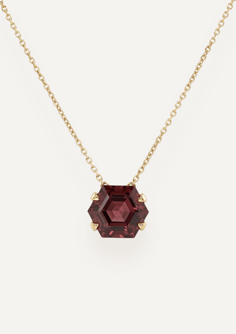 The Lexie 9ct Yellow Gold Necklace with 4.41ct Hexagon Cut Cherry Tourmaline