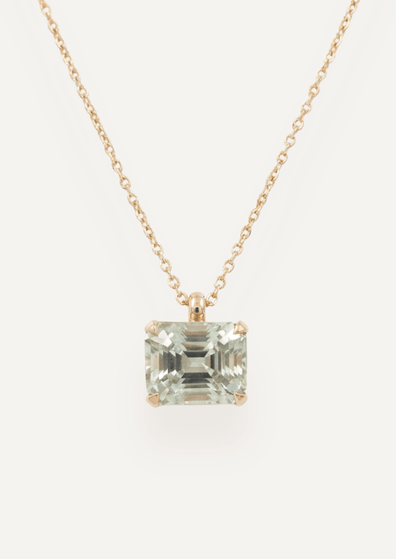 The Louanna 9ct Yellow Gold Necklace with 5.22ct Emerald Cut Green Tourmaline