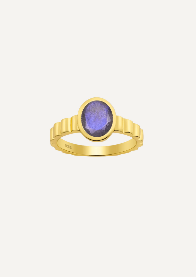 The Luce Labradorite 18ct Gold Vermeil Ring