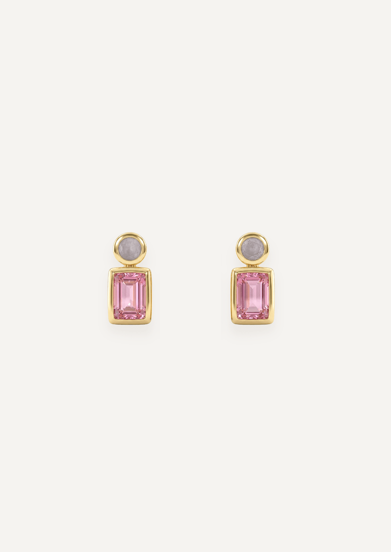 The Lucetta Two Stone Stud Earrings in Hibiscus - Molten Store