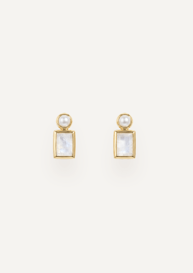 The Lucetta Two Stone Stud Earrings in Pearl - Molten Store