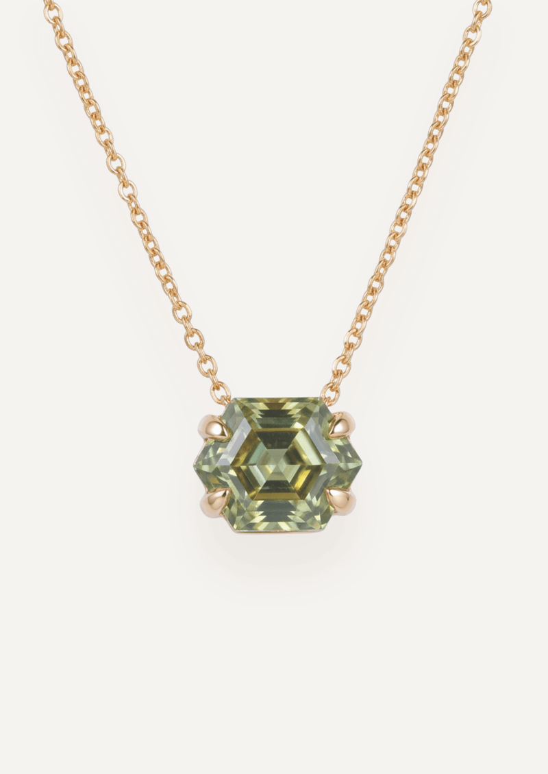 The Margot 9ct Yellow Gold Necklace with 3.03ct Hexagon Cut Green Tourmaline