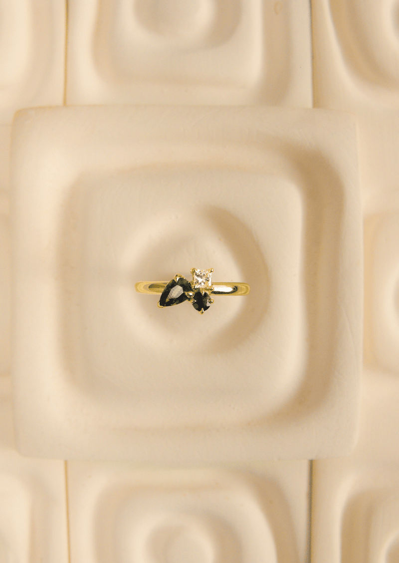 The Mosaic 14ct Yellow Gold Cluster Ring with Sapphire and Diamond