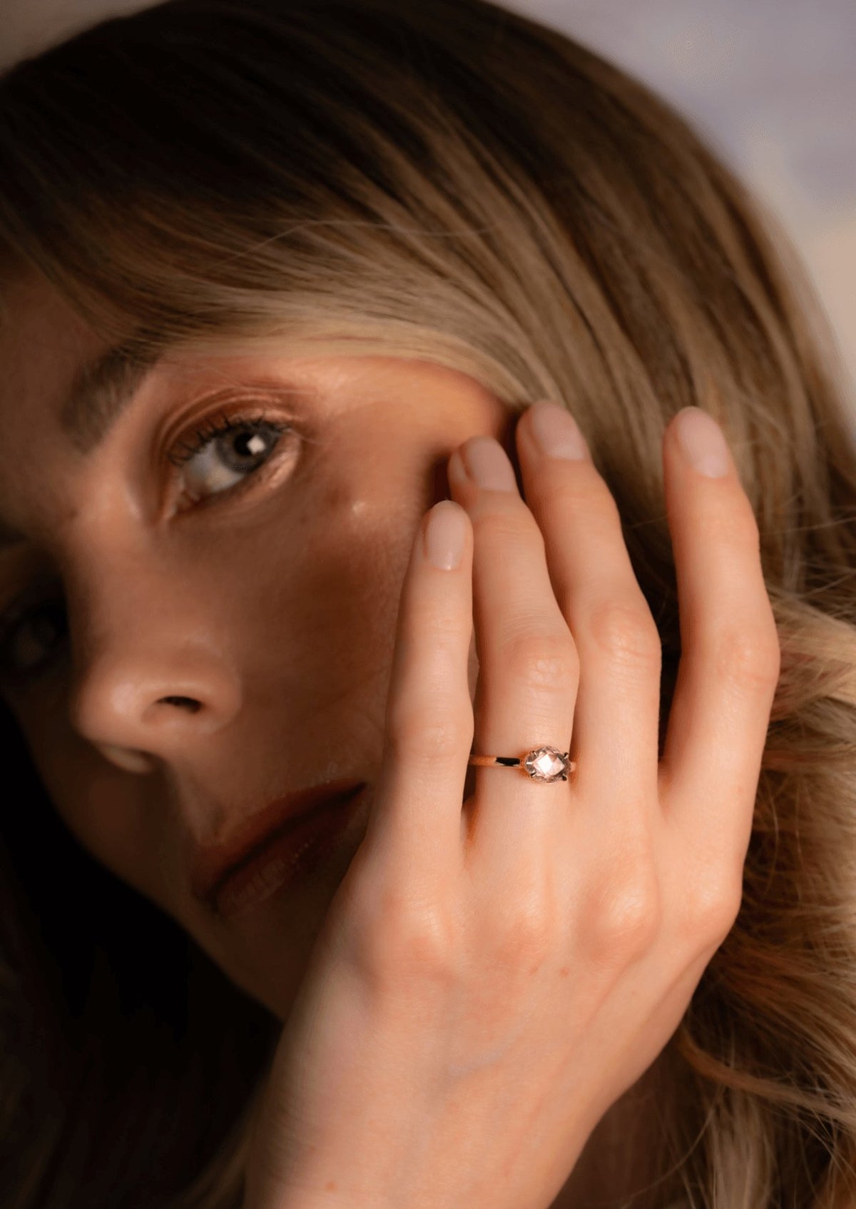The Nova Ring with Rose Cut Pink Sapphire design detail