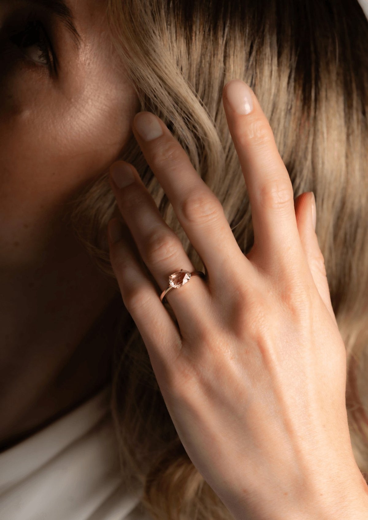 The Nova Ring with Rose Cut Pink Sapphire design detail