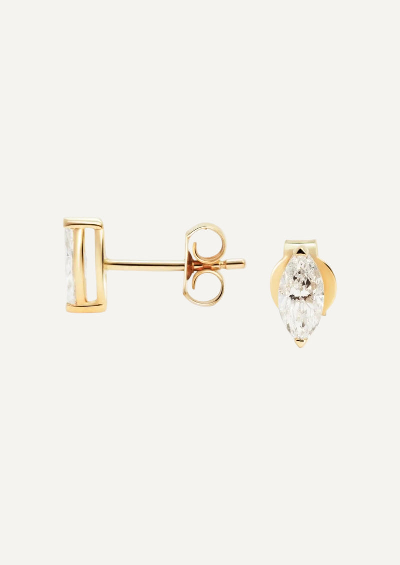 The Poe Yellow Gold Marquise Cut Diamond Stud Earrings