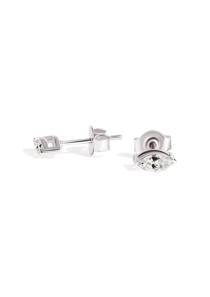The Poe Marquise Cultured Diamond 10ct White Gold Earrings