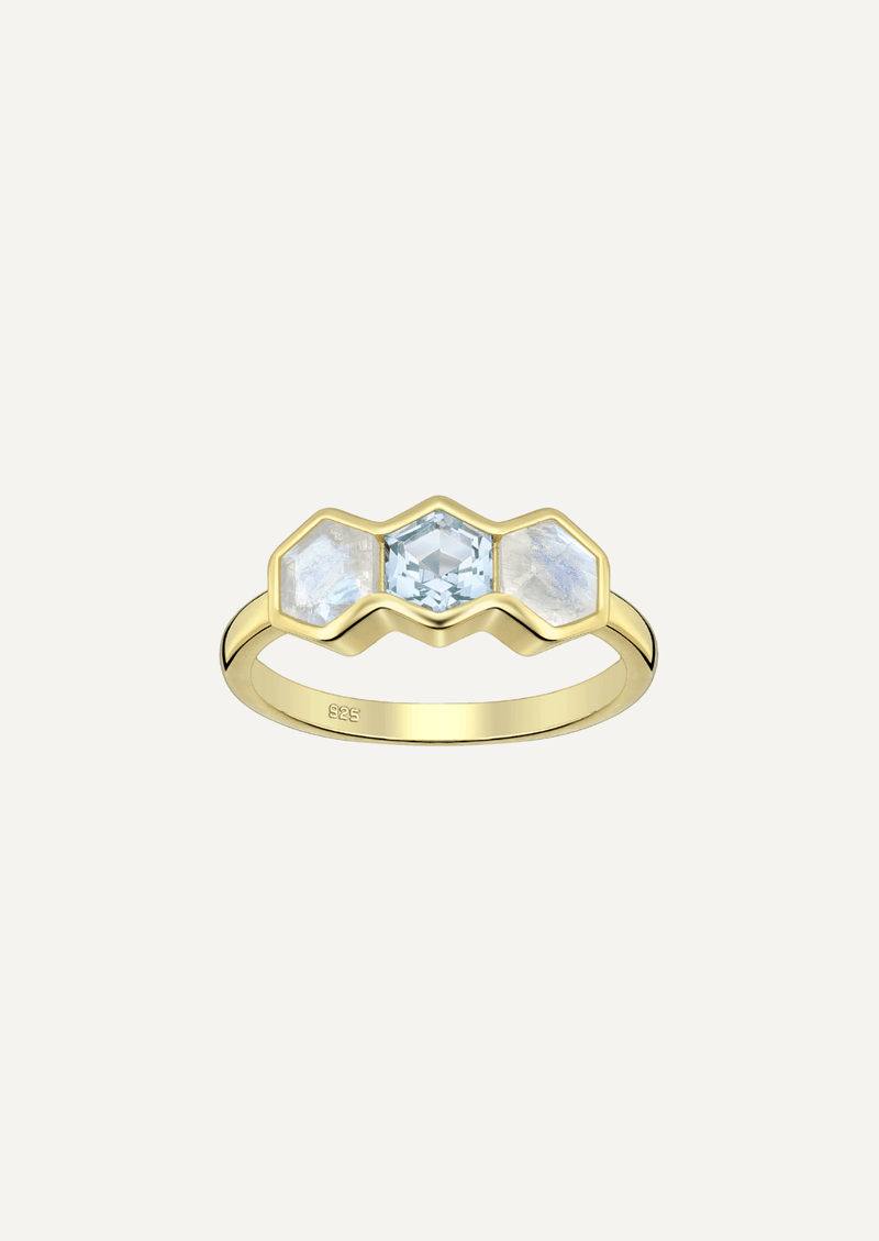 The Prisma Ring with Blue Topaz and Moonstone - Molten Store