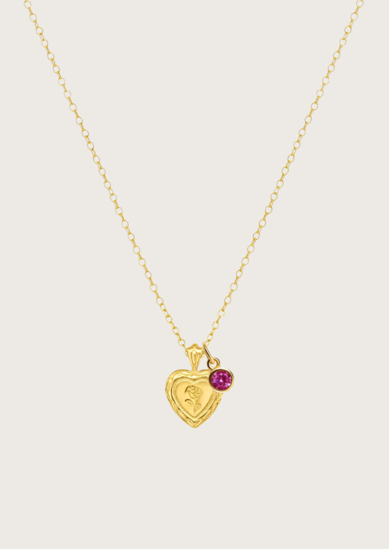 The Secret Heart Gold Vermeil Necklace with Birthstone Charm