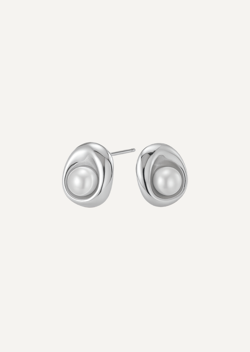 The Solace Sterling Silver Pearl Earrings