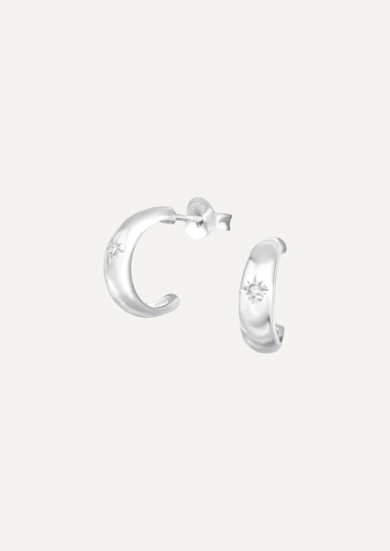 The Starshine Sterling Silver Half Hoop Earrings - Molten Store