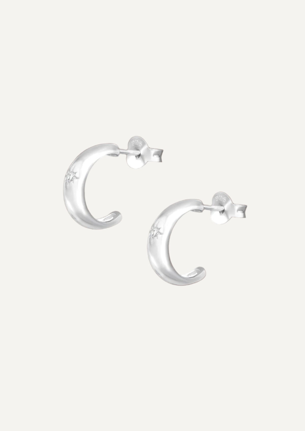 The Starshine Sterling Silver Half Hoop Earrings - Molten Store